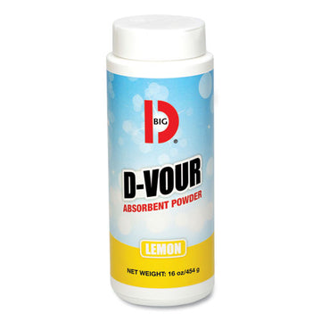Big D Industries D-vour Absorbent Powder, Canister, Lemon, 16oz, 6-carton freeshipping - TVN Wholesale